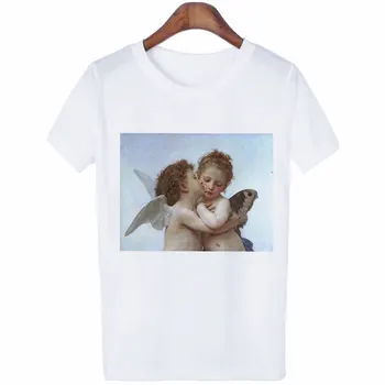 CZCCWD Moterų Drabužiai 2019 Tumblr Juokinga T Marškinėliai Moterims Streetwear Mados Angel Kiss Marškinėliai Van Gogh Skonį Hipster Estetinės Marškinėliai