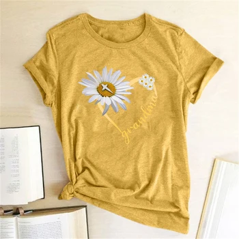 Daisy Širdies Močiutė Spausdinimas marškinėliai Moterims Vasaros 2020 Marškinėlius Moteris 