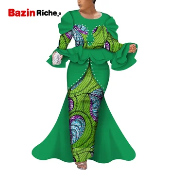 Dashiki Afrikos Suknelės Moterims ilgomis Rankovėmis Grindų Ilgio Suknelė 2021 M. Rudenį Šalies Tradicinių Afrikos Moterų Drabužių WY5625