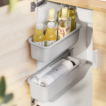 Daugiafunkcinis kabinti saugojimo krepšys sieniniai Punch-nemokamai virtuvės stalčių rack cabinet prieskonių push-pull pintas krepšelis LB70728