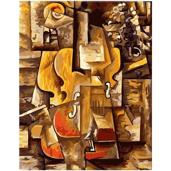 Dažymas pagal numerius Picasso smuikas skaitmeninis piešimas skaičiais abstrakčiai aliejaus tapybai modulinės tapybos modernių namų dekoras drobė menas