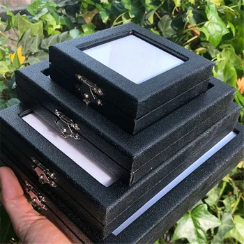 Deimantų Papuošalų Dėžutė Cirkonis Organizatorius Juodos ir baltos spalvos šerdis su juodos Odos Perlas Atveju Brangakmenio Saugojimo Akmens Dovanų Dėžutėje