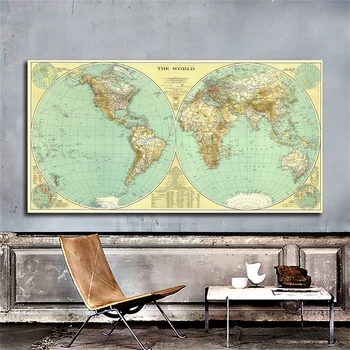 Derliaus Pasaulio Žemėlapyje 1935 Siena Lipdukas 120*60cm Fizinis Pasaulio Žemėlapis Tapybos Plakatai ir Spausdina Mokyklos Buveinė Namų Reikmenys
