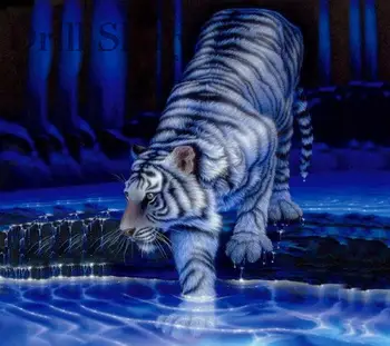 Diamond Tapybos Tigras, žaisti su vandeniu,gyvūnų,Kryželiu,Pilna Deimantų, Siuvinėjimo,Mozaika,Rankdarbiams Cirkonio dovanų rinkinys