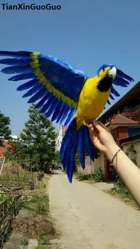 Didelis 45x60cm mėlynos plunksnos papūga sunku modelio skleisti sparnus papūga paukštis prop rankdarbių namų, sodo puošmena s1883