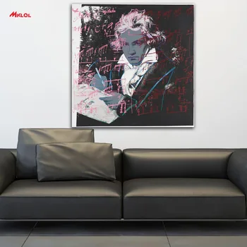 Didelis meno Andy Warholas Bethovenas Aliejaus Tapybai Sienos paveiksl Paiting Drobė, Dažai Namų Dekoro Spausdinti Tapyba, Modernus Sienų Dekoras