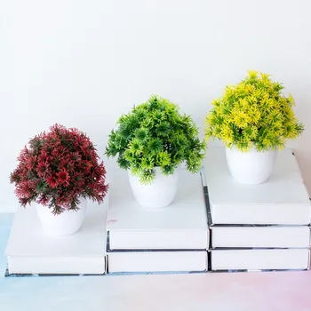 Dirbtinės gėlės vazonuose bonsai medis mažas padirbtų augalų puodą su plastikinių gėlių namų puošybai gėlių išdėstymas darbalaukyje deco