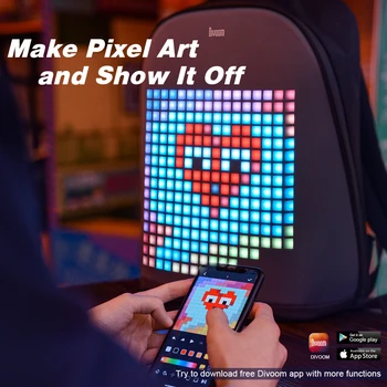 Divoom Pixel Art Kuprinė su Pritaikoma LED Ekrano APP Kontrolės Vandeniui Dviračių Žygiai Išorės Veikla, Didelis Sandėliavimo