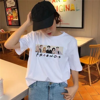 Draugų tv šou Drabužių 2019 marškinėliai kawaii korėjos marškinėlius 90-ųjų moterų moterų top tee marškinėliai harajuku Grafinis t-shirt Mergina vasaros