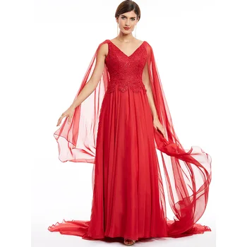 Dressv raudona v kaklo ilgą vakarinę suknelę pigūs duobute nėrinių vestuvės oficialų suknelė linijos, vakarines sukneles