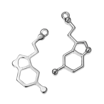 Du kartus Nosies Metalų Lydinio, THC Serotonino, Laimės Molekulės DNR Chemijos Mokslo Geek Pakabukai Karolius, Papuošalai Priėmimo 