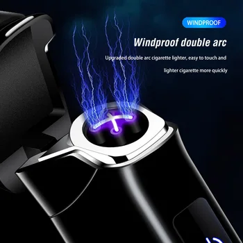 Dvigubo Kampo Plazmos Lengvesni Smart Touch Keičiamos 14450 Baterija USB Elektroninis Žiebtuvėlis Įkrovimo Vėjo Dovanos Vyras