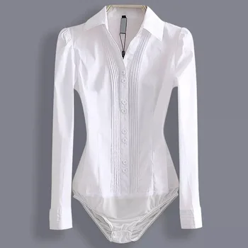 Elegantiškas Bodysuits Moterų Office Lady Balta Kėbulo Marškinėliai, Ilgas Rankovėmis Palaidinė Ponios Apykaklės Viršūnes Moterų Moteriški Drabužiai 2020 Naujas Viršūnes