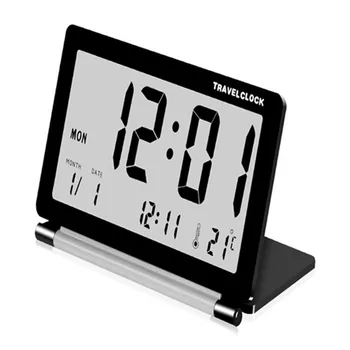 Elektroninio Kelionės Žadintuvas Daugiafunkcį Silent LCD Skaitmeninis Didelio Ekrano Lankstymo Stalinis Laikrodis Su Temperatūra Dieną Kalendorius