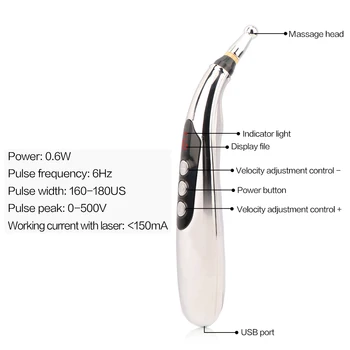 Elektroninių Akupunktūra Rašiklis, USB Dienovidinio Energijos Pen Lazerio Veido Massager Kūno, Nugaros Masažas Guasha Masažas Sveikatos Priežiūros Lieknėjimą