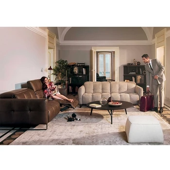 Elektros recliner atsipalaiduoti teatro gyvenimo, kambaryje Sofa-lova, funkcinės natūralios odos sofos šiuolaikinės Šiaurės šalių Kino 3 sėdynės 258x100cm