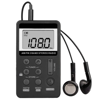 ESU FM Nešiojamas Kišenėje, Radijas, Mini Digital Tuning Stereo su Įkraunama Baterija ir Ausinių Ėjimo/Bėgimo/Sale/Kempingas