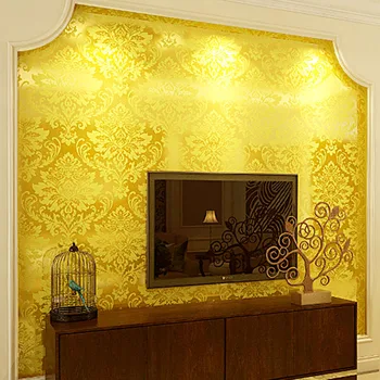 Europos Prabangūs Blizgučiai Tapetai Sienos Roll 3D Damask Gėlių Aukso Folija Tapetai Kambarį Fone De Papel Sumalti