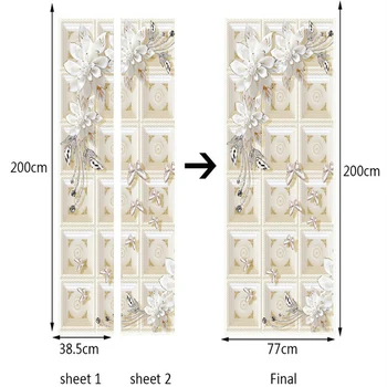 Europos Stiliaus 3D Stereo Gėlės Durų Lipdukas Gyvenimo Kambario, Miegamasis Lipnios Vandeniui Geometrinis Sienų Tapetai Durų Decal