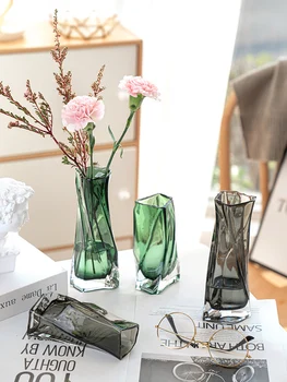 Europos stiliaus kūrybos geometrinis stiklo vaza kambarį vandens sodinti gėlių kompozicijų, vazos, stalo dekoravimas ornamentais