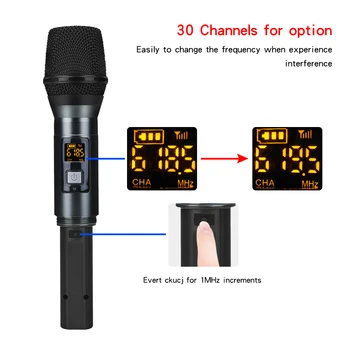 EYK SW-202 UHF 2 Kanalų Belaidis Mikrofonas Sistema su Metalo Įrašymo Karaoke Nešiojamą Mic Įkrovimo Imtuvas 50m Gauti