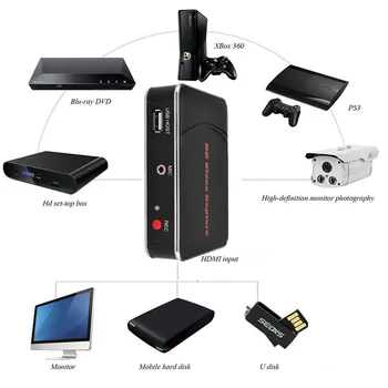 EzCAP280H HD Vaizdo Garso žaidimas užfiksuoti konverteris, užfiksuoti HDMI WiiU, Xbox 360, Xbox Vienas, PS4 + MIC USB Flash Disk, Hard Disk