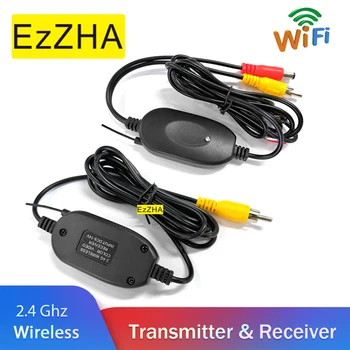 EzZHA Automobilio Galinio vaizdo Kamera, Wifi Bevielis Laidų Rinkinys 2.4 GHz DC 12V 24V Transporto priemonės Kameros RCA Vaizdo Belaidis Siųstuvas/Imtuvas