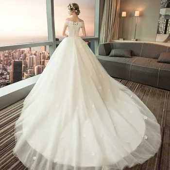 FADISTEE Naują atvykimo elegantiškas vestuvių suknelė suknelės tiulio satino kamuolys suknelė ilgai stiliaus klostyti šalis suknelės royal traukinio stilius