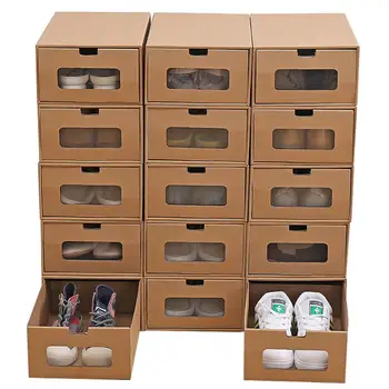 Flip Bateliai Box Sutirštės Stalčių Atveju Plastikiniai Batų Dėžės ant kitos Kraft Kartono Dėžutė, Batų Organizatorius Laikymo dėžutė avalynės, Batų džiovykla