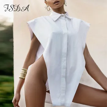 FSDA 2020 Moterims, Baltos spalvos Berankovė Palaidinė Marškinėliai Mados Juoda Rudenį, Vasarą išjunk Collor Elegantiškas Marškinėliai Lady Viršų