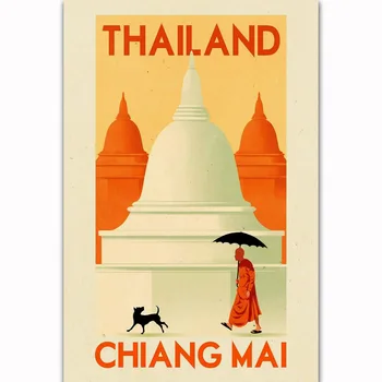 FX1385 Tailandas Chiang Mai Derliaus Tour Kelionių Dekoracijos Turizmas Apima plakatus Šilko Šviesos Drobės Namų Kambario Sienos Spausdinimo Dekoras
