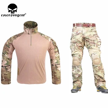 G3 Combat uniform Airsoft Marškinėliai Kelnės su antkeliais Karinis Taktinis Multicam EMERSON Medžioklės Camo Drabužių Medžioklės Šalis