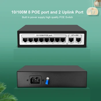 Gadinan 8 Kanalo 48V Tinklo POE Switch Ethernet su 100 mbps Prievadų IEEE 802.3 af/ne IP Kameros/Wireless AP/CCTV sistema