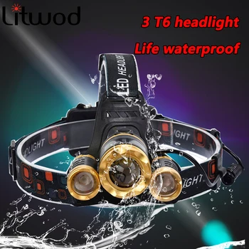 Galingas LED Šviesų žibintai 5LED T6 Galvos Lempos Galia Žibintuvėlį, Fakelą žibintas 18650 baterija Geriausias Kempingas, žvejyba