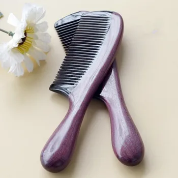 Gamtos Brazilijos violetinės medienos + jaučio ragų Prabangus storas Ilga rankena medinės šukos Rupi dantų plaukų Masažas Ne statinis Šukos