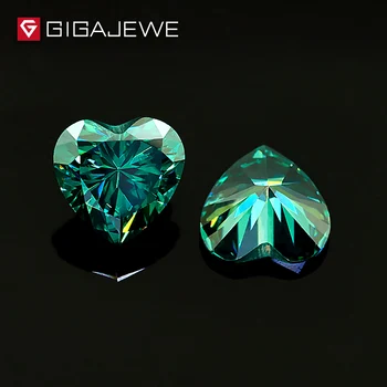 GIGAJEWE Moissanite Širdies Supjaustyti Žalia 1ct 6.5 mm VVS1 LAB Diamond Prarasti Akmens 