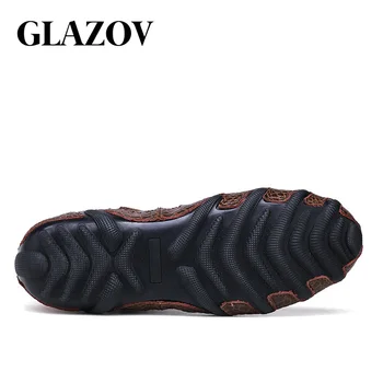 GLAZOV 2019 Naujas Rudens-Žiemos Vyrų Mados Batai Vintage Stiliaus Atsitiktinis Vyrų Batai Aukštos Cut-Lace-Up Vyrų Šiltas Batai Plius Dydis-38-47