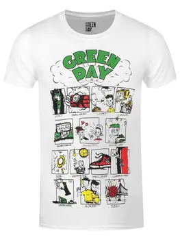 Green Day Dookie Koliažas vyriški Balti marškinėliai