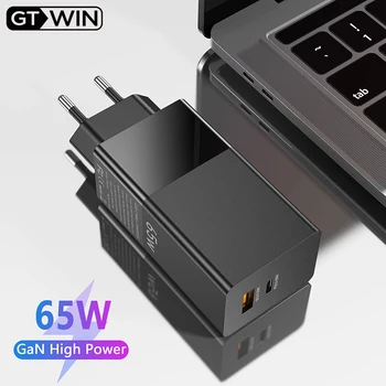 GTWIN 65W GaN Įkroviklis Greitai Įkrauti 3.0 C Tipo PD USB Įkroviklis 20W Nešiojamų Greitas Įkroviklis iPhone, Planšetinį kompiuterį Nešiojamas Įkrovimo Adapteris