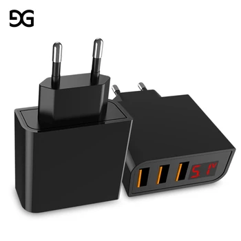GUSGU LED Skaitmeninio 3 Prievadų USB Įkroviklis Universalus ES Plug Sienos Mobiliojo Telefono Įkroviklį 