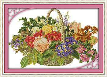 Gėlių krepšelis (6) kryželiu rinkinys 