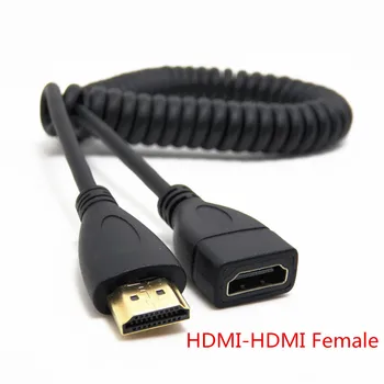 HDMI į Dešinę & Kairysis Kampas Mini HDMI & HDMI & Micro HDMI male vyrų ruožas Pavasario Curl Lankstus Kabelis V1.4 DSLR 0,5 M/1,5 M