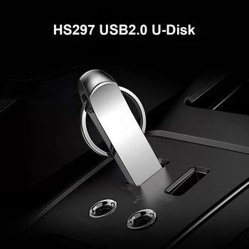 HS297 USB Flash Drive, Metalo Pendrive USB 2.0 8GB 16GB 32GB 64GB 128GB Nykščio Šuolis Ratai