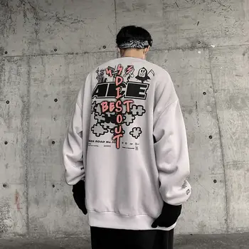 Hybskr Vyrų Vilnos Šiltas Spausdinti Palaidinės Hoodies Vyrų Korėjos Streetwear Grafiti Palaidinės 2020 M. Žiemos Vyrų Drabužiai Hip-Hop