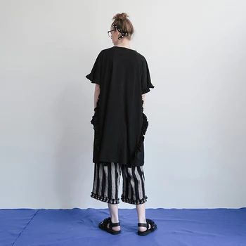 Imakokoni juoda nėrinių suknelė originalaus dizaino Japanese laisvi, laisvi vidutinio ilgio moterų vasaros 182357