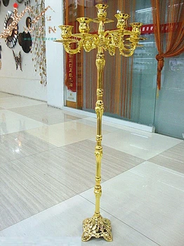 IMUWEN Aukščiausias aukso šviestuvai 103cm, aukštis 7-ginklų žvakių laikiklis vestuvių candelabrum unikalus blizga sidabru, dekoratyvinė žvakė stovi
