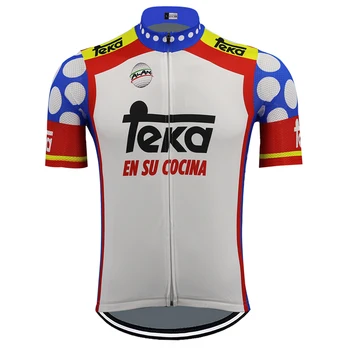 Ispanijos komanda retro dviračių džersis ropa ciclismo trumpas rankovės mtb jersey eiti pro classic bike drabužių maillot lauko