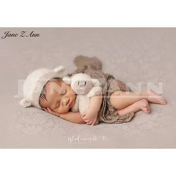 Jane Z Ann Naujagimių Mielas Gyvūnų, Nėrimo kūdikių kostiumas fotografijos rekvizitai moheros hat+avių/ėriukų lėlės kūdikio nuotrauka rekvizitai priedų