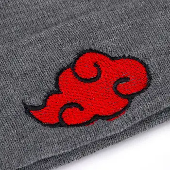 Japonijos Akatsuki Logotipas Anime Naruto Atsitiktinis Beanies Vyrų, Moterų Megzti Žiemos Skrybėlę vientisos Spalvos Hip-hop Skullies Skrybėlę Unisex Bžūp