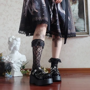 Japonijos gotikos tamsiai punk lolita batai derliaus Mary Jane apvalios galvos moterų batai Butas Platforma Batai kawaii batai loli cosplay